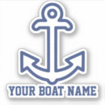 Personalized Blue Anchor Boat Decal Sticker