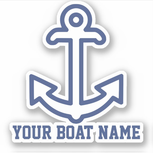 Personalized Blue Anchor Boat Decal Sticker (Front)