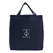 Personalized Blue Anchor Nautical bridal Embroidered Tote Bag