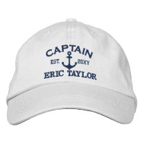 Personalized Blue Anchor Nautical Embroidered Baseball Cap