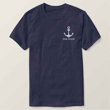 Personalized Blue  Anchor Nautical Embroidered T-Shirt