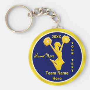 Personalized Blue And Gold Cheap Cheerleader Gifts Keychain