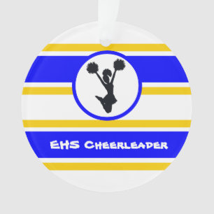 Personalized Blue and Gold Cheerleader Ornament
