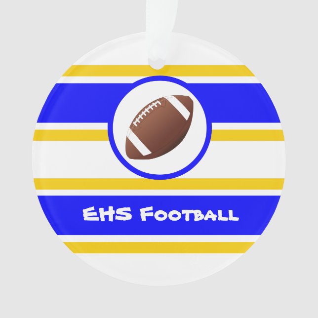 Personalized Blue and Gold Football Ornament (Front)