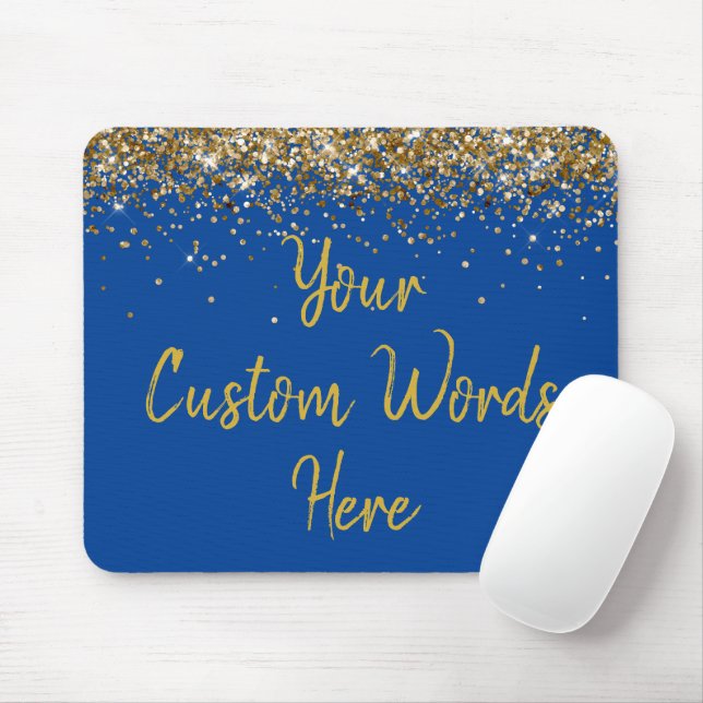 Personalized Blue and Gold Gamer His Birthday Gift Mouse Pad (With Mouse)