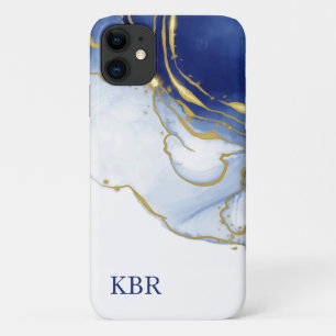 Personalized Blue and Gold Glitter iPhone 11 Case