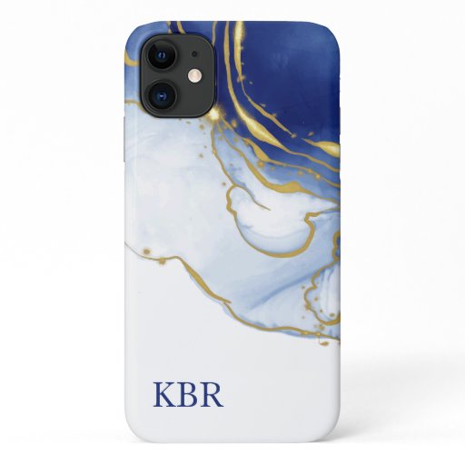 Personalized Blue and Gold Glitter iPhone 11 Case