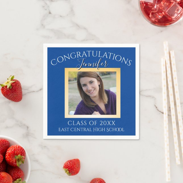 Personalized Blue and Gold High School Senior Napkins (Insitu)