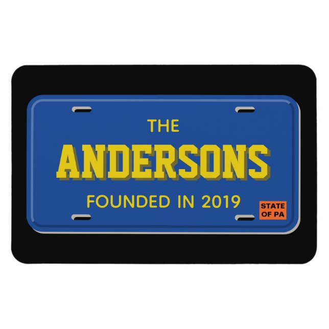 Personalized Blue and Gold License Plate Magnet (Horizontal)