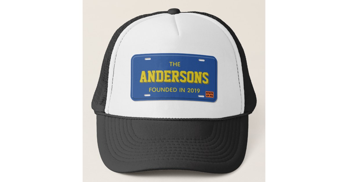 Personalized Blue and Gold License Plate Trucker Hat