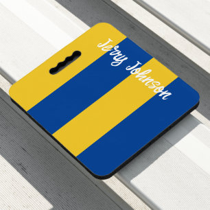 Personalized Blue and Gold Stripes Seat Cushion