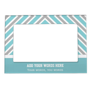 Personalized Blue And Gray Striped Magnetic Frame