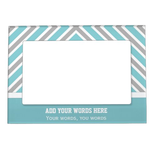 Personalized Blue And Gray Striped Magnetic Frame