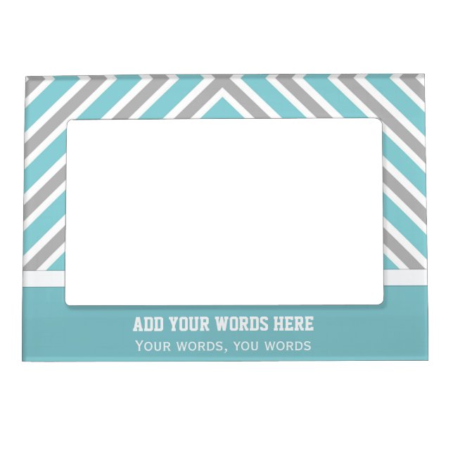 Personalized Blue And Gray Striped Magnetic Frame (Front)