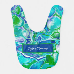 Personalized Blue and Green Baby boy's Name Baby Bib