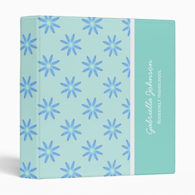 Personalized: Blue And Green Daisy Avery Binder (Front/Spine)