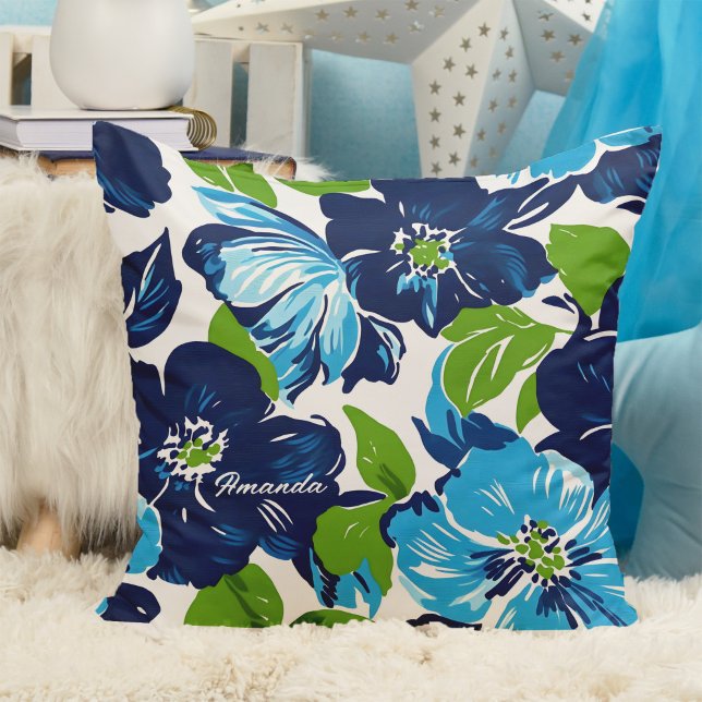 Personalized Blue and Green Pattern Custom Throw Pillow (Creator Uploaded)