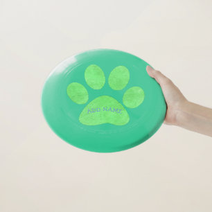 Personalized Blue and Green Paw Print Frisbee