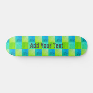 Personalized Blue and Green Rustic Cool Skateboard