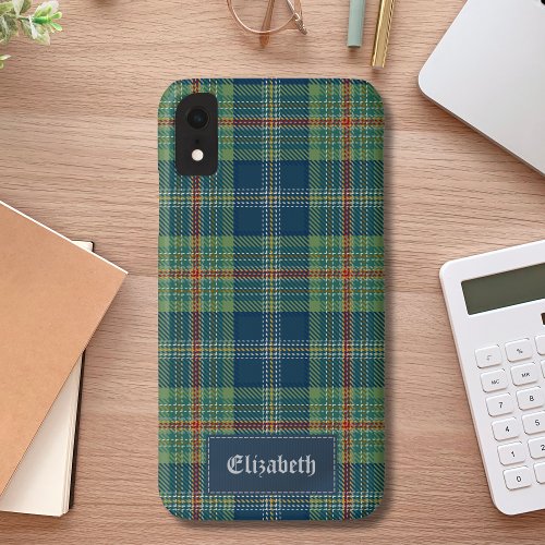 Personalized Blue and Green Tartan Model iPhone XR Case