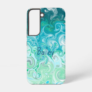 Personalized Blue and Green Waves  Samsung Galaxy S22 Case