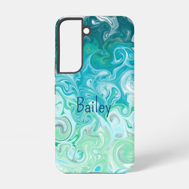 Personalized Blue and Green Waves  Samsung Galaxy Case (Back)