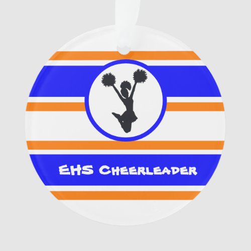 Personalized Blue and Orange Cheerleader Ornament