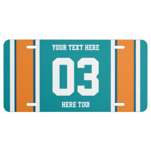 Personalized Blue and Orange Sports Stripes License Plate