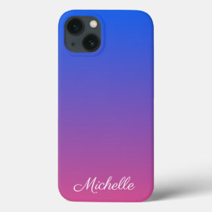 Personalized blue and pink ombre gradient Case-Mat iPhone 13 Case