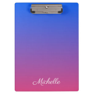Personalized blue and pink ombre gradient clipboard