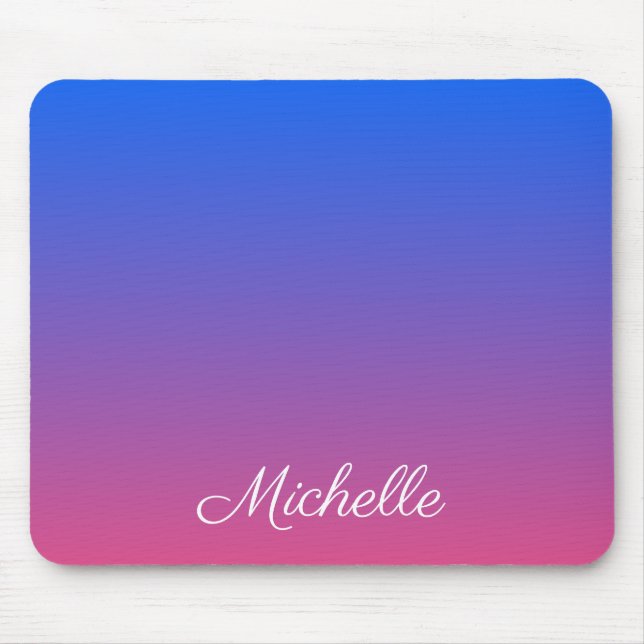 Personalized blue and pink ombre gradient mouse pad (Front)