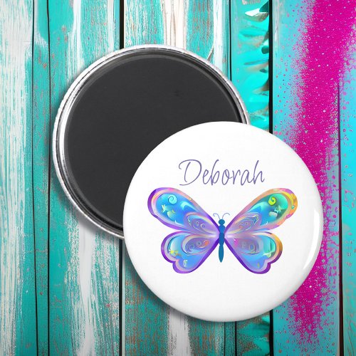 Personalized Blue and Purple Butterfly Magnet