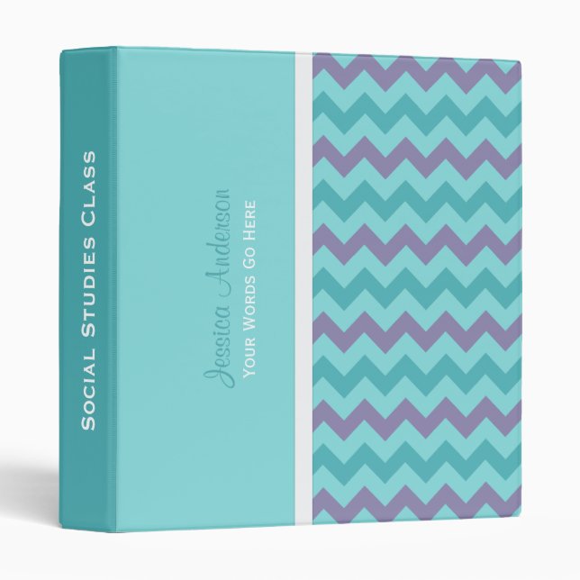 Personalized: Blue and Purple Chevron Binder (Front/Spine)