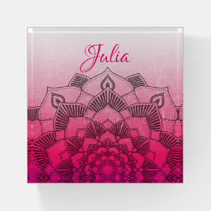 Personalized Blue and Purple Lavender Mandela Paperweight