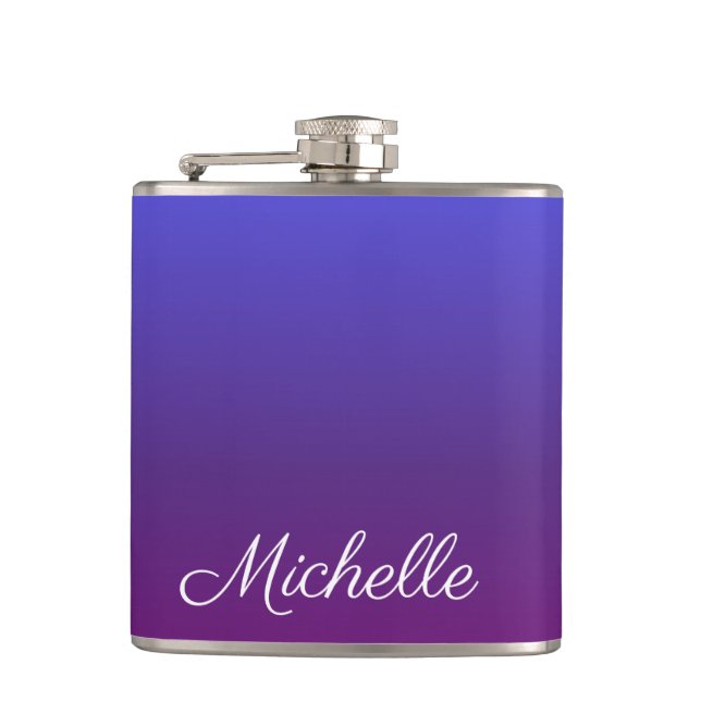 Personalized blue and purple ombre flask (Front)