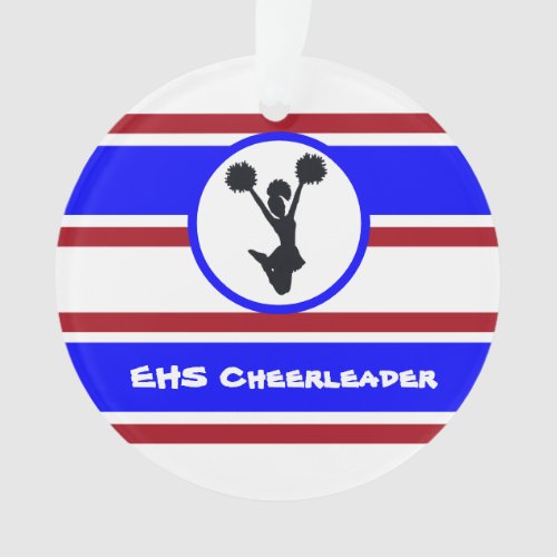 Personalized Blue and Red Cheerleader Ornament
