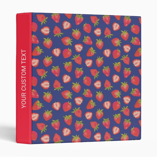 Personalized Blue and Red Strawberry 3 ring binder (Front/Spine)