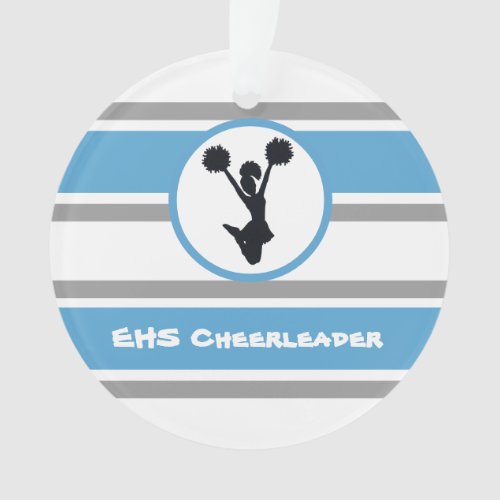 Personalized Blue and Silver Cheerleader Ornament