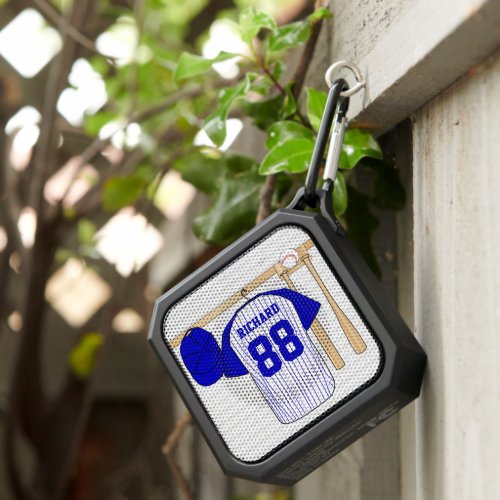 Personalized Blue and White Baseball Jersey Bluetooth Speaker