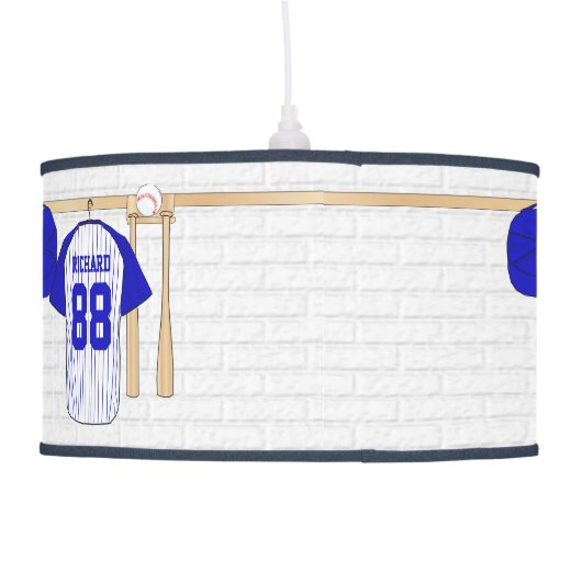 Personalized Blue and White Baseball Jersey Ceiling Lamp (Back)