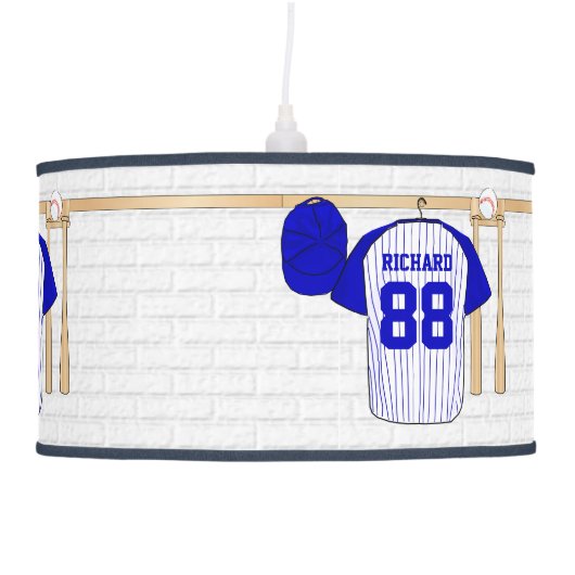 Personalized Blue and White Baseball Jersey Ceiling Lamp (Right)