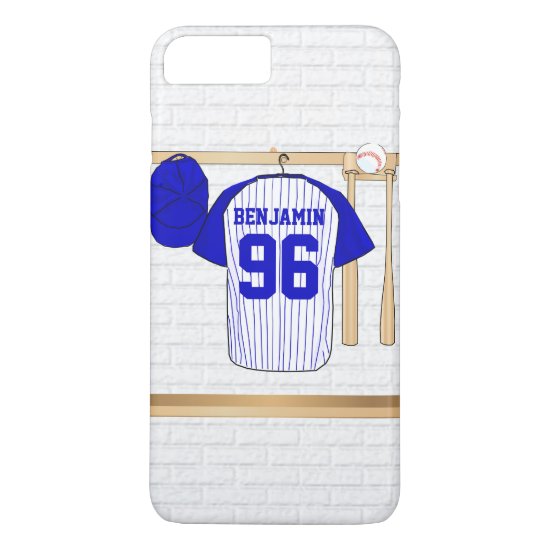 Personalized Blue and White Baseball Jersey iPhone 8 Plus/7 Plus Case