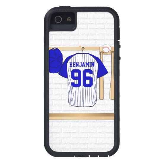 Personalized Blue and White Baseball Jersey iPhone SE/5/5s Case