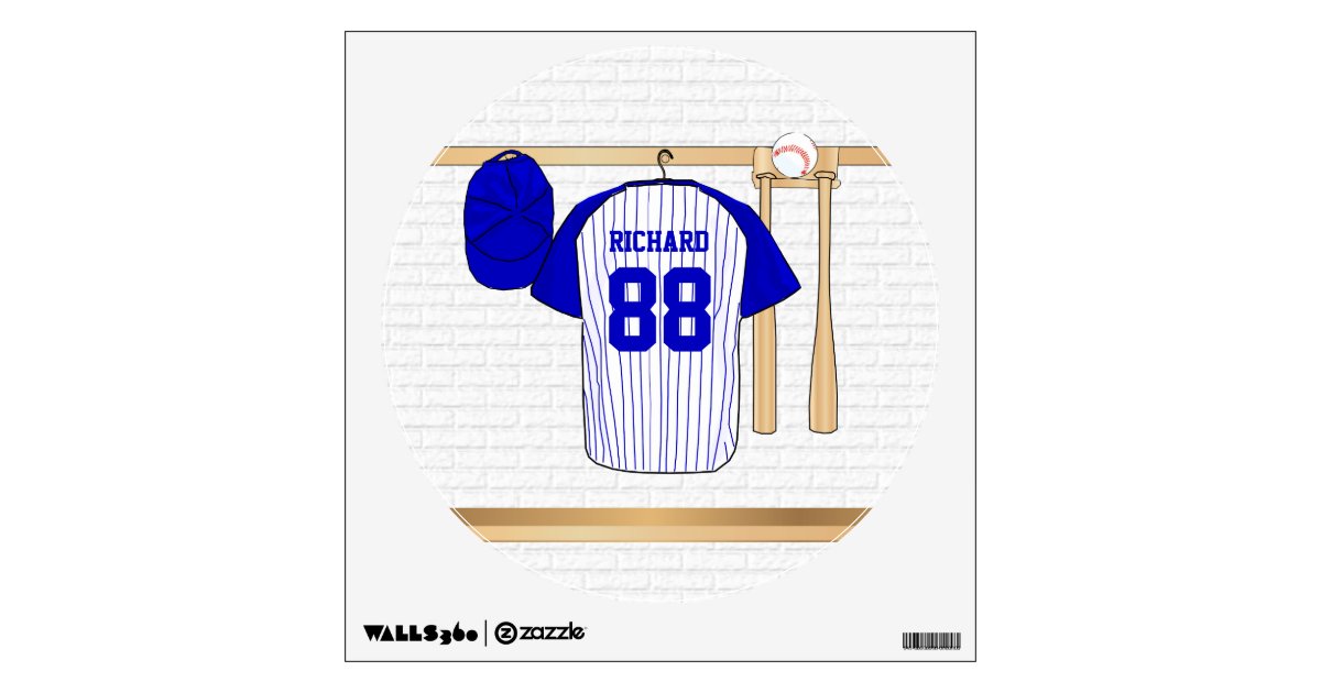 Personalized Blue and White Baseball Jersey Wall Sticker Zazzle