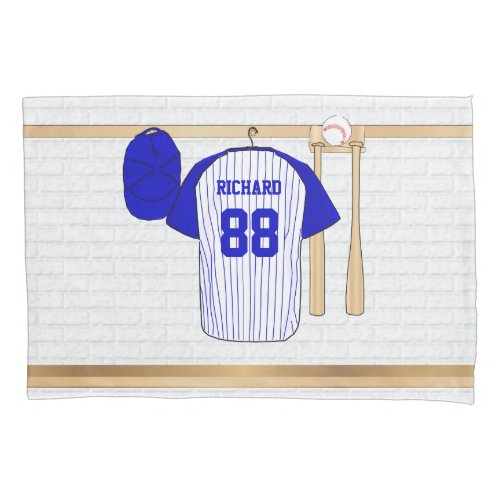 Personalized Blue and White Baseball t_ball Jersey Pillow Case