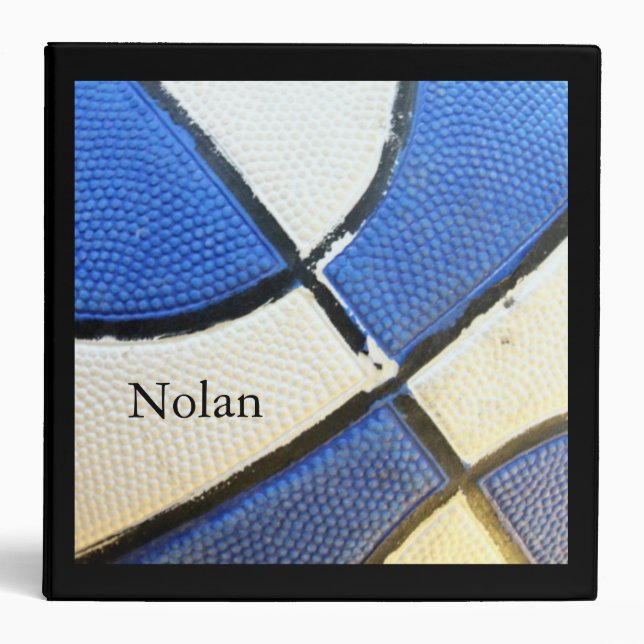 Personalized Blue and White Basketball 2" Binder (Front)