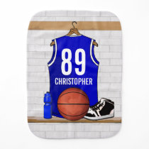 Personalized Blue and White Basketball Jersey Baby Burp Cloth Personalized Blue and White Basketball Jersey Baby Burp Cloth