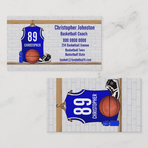 Personalized Blue Basketball Jersey Business Card Template