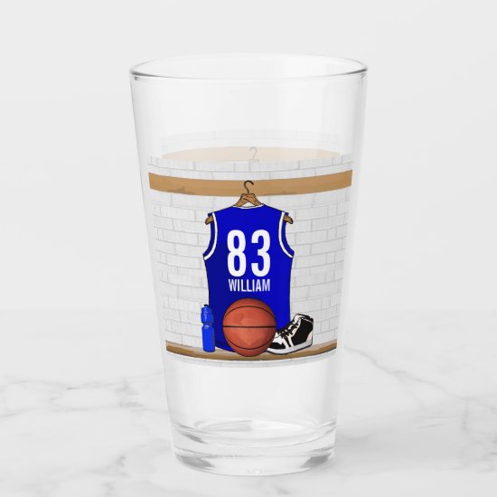 Personalized Blue and White Basketball Jersey Glas