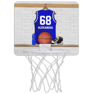 Personalized Blue and White Basketball Jersey Mini Basketball Hoop